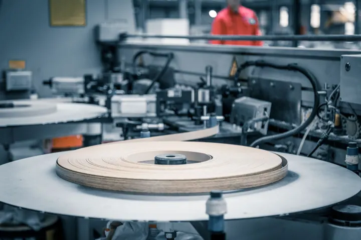 Industrial machinery operating inside a factory