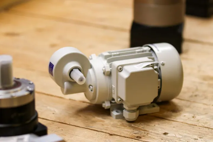 Electric motor on a workshop table